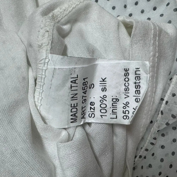 Viola Borghi 100% Silk Blouse Polka Dot Size Small Lined - Picture 7 of 8